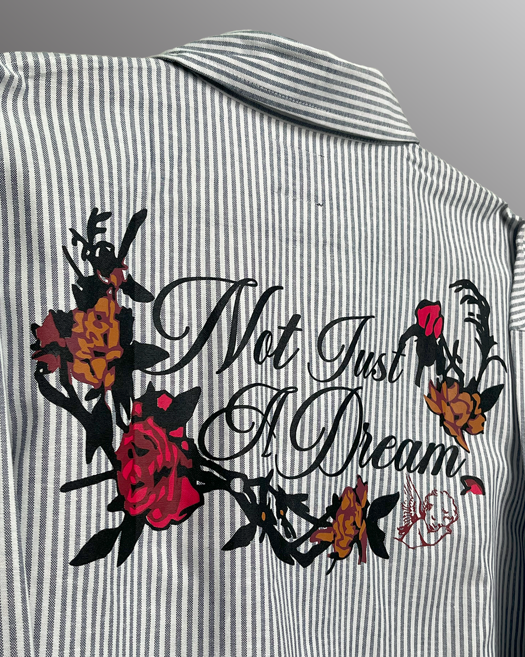 Not Just A Dream Grey Full Sleeves Striped Shirt