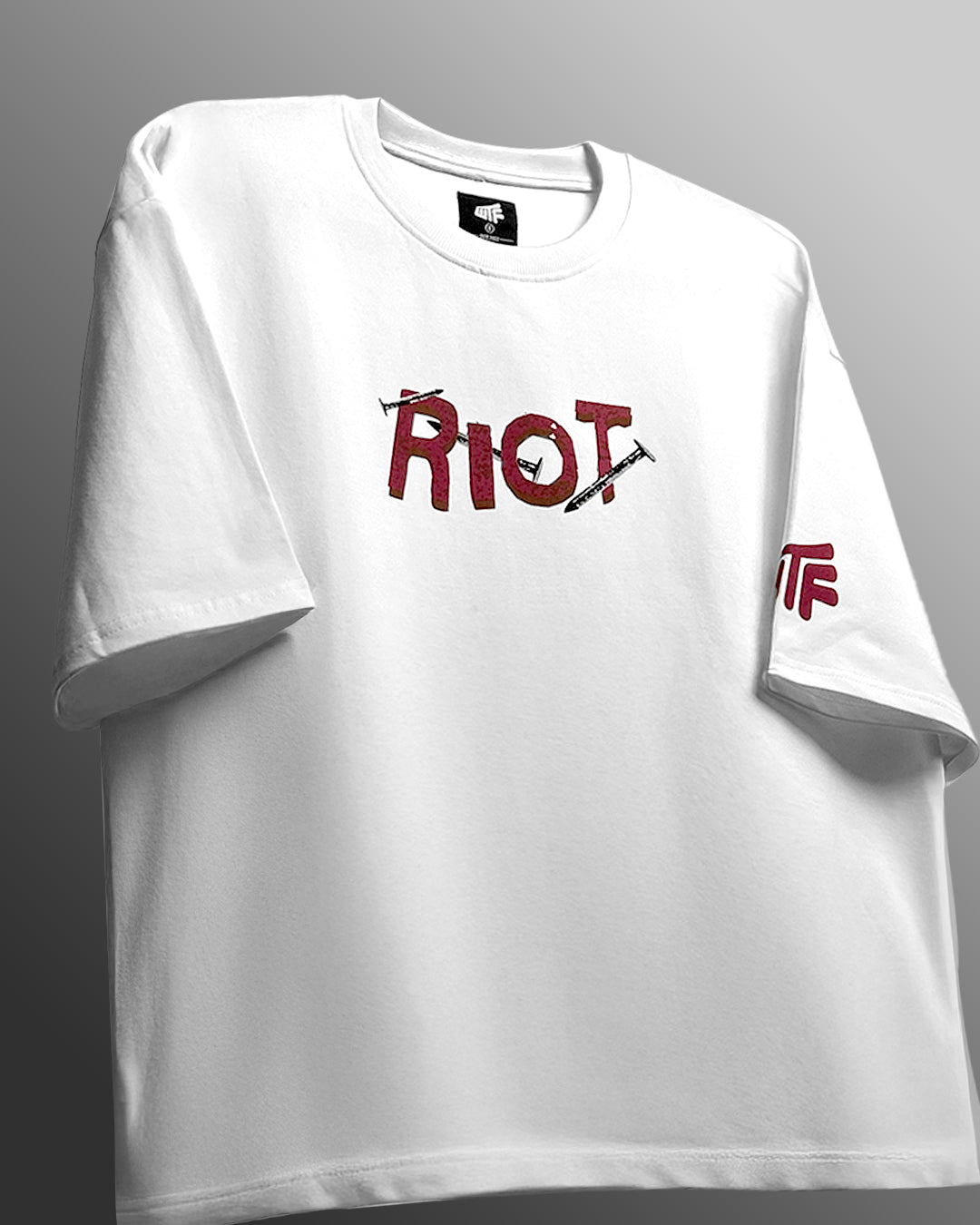 Riot Off White Boxy-Fit White T-shirt