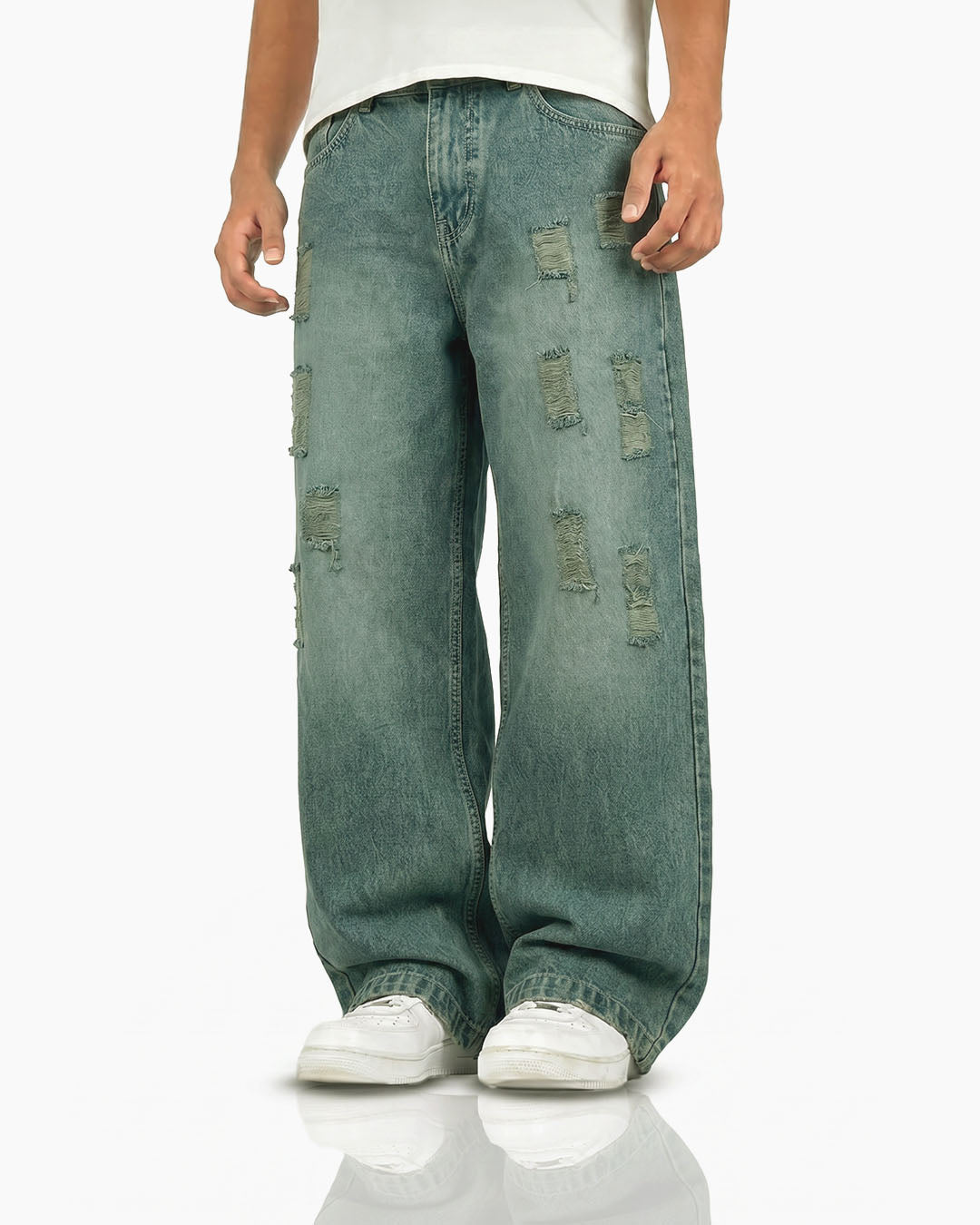 Antique Blue Rugged Baggy Jeans