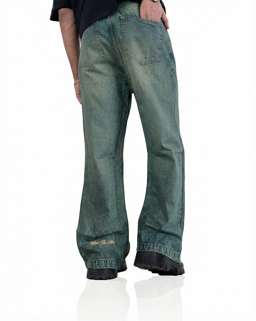 Antique Blue Wide Flared Jeans