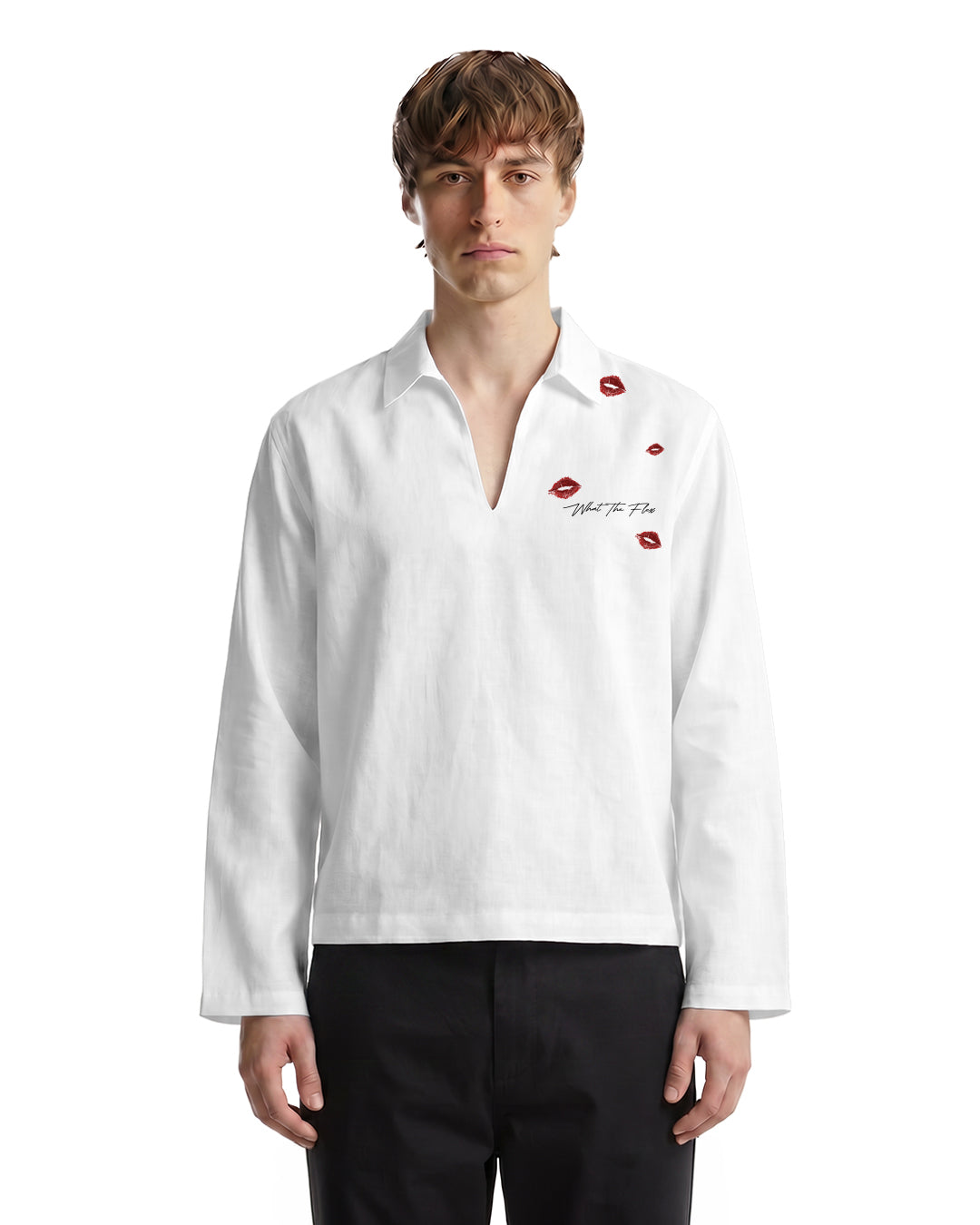 Anti Romantic V Neck Linen Full Slevees Polo