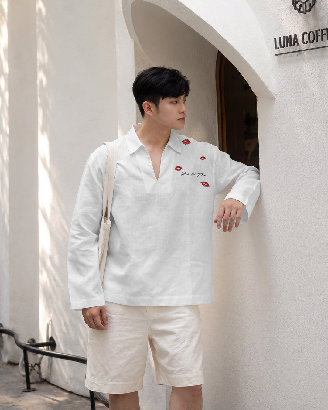 Anti Romantic V Neck Linen Full Slevees Polo