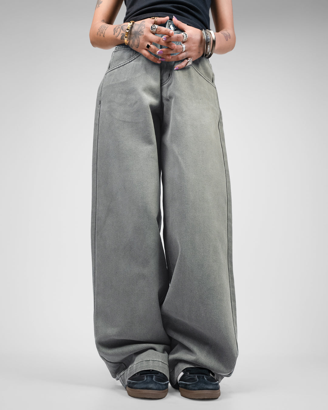 Ash Grey Baggy Jeans