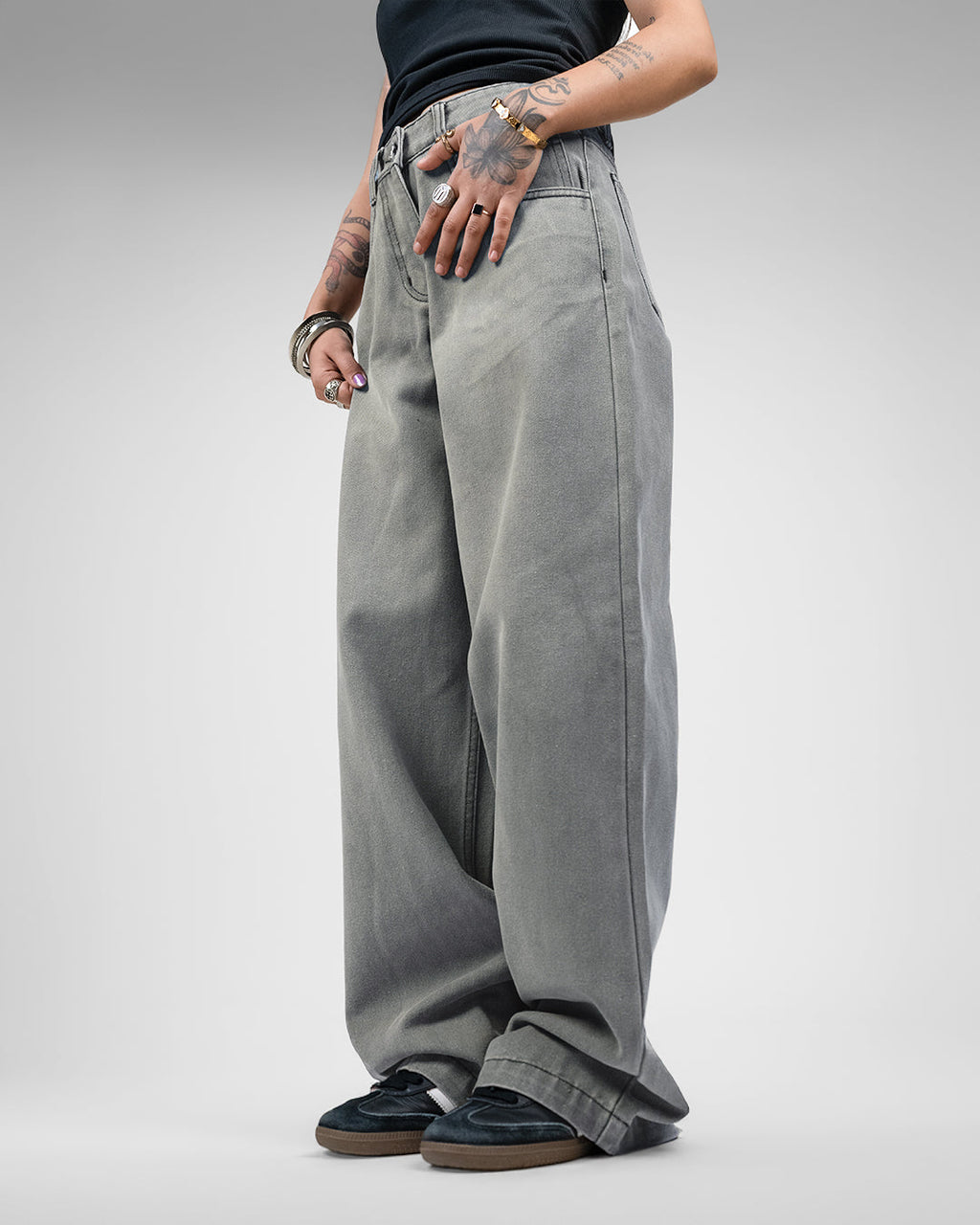Ash Grey Baggy Jeans