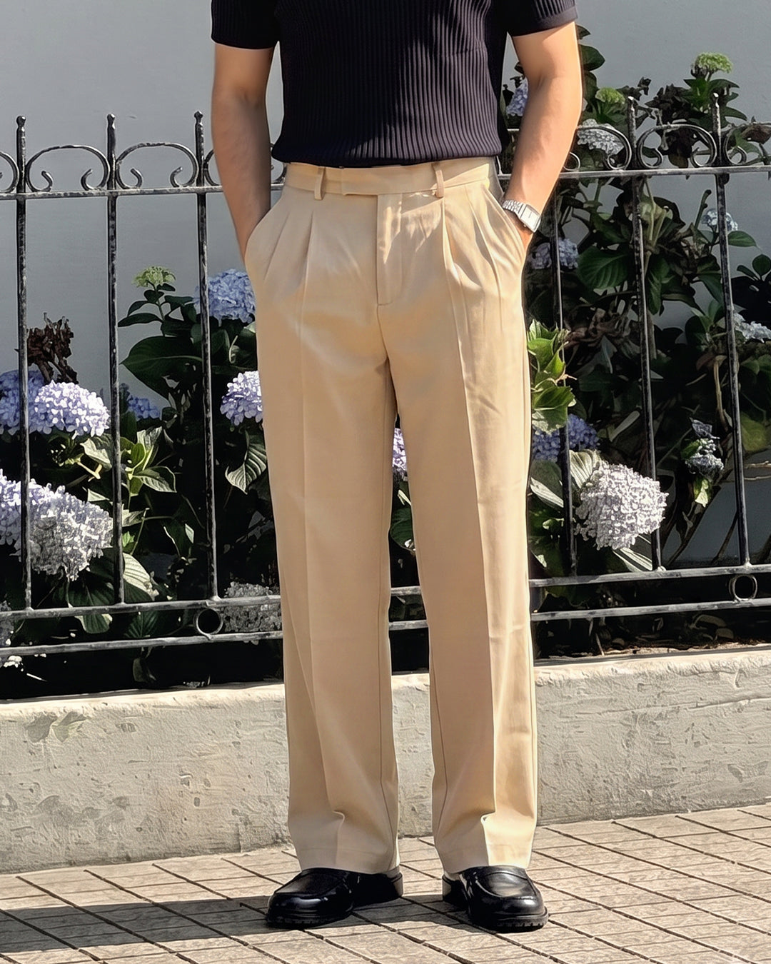 Structured Caramel Korean Pants
