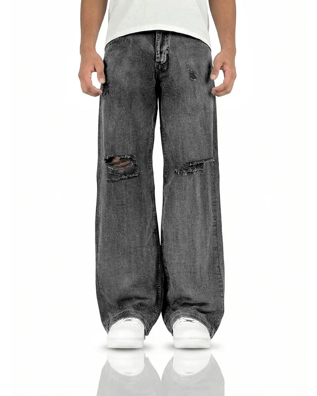 Black Rugged Baggy Jeans