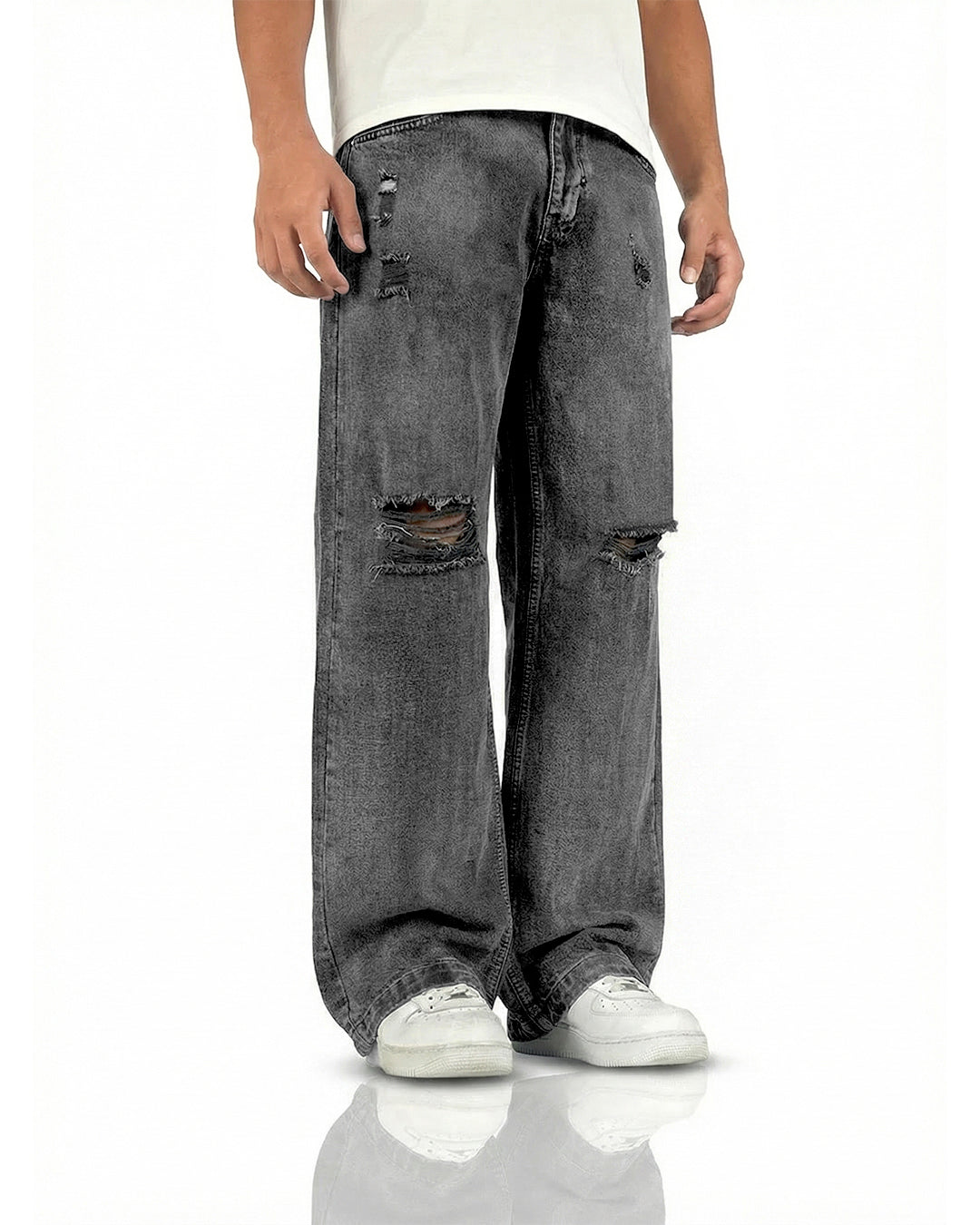 Black Rugged Baggy Jeans