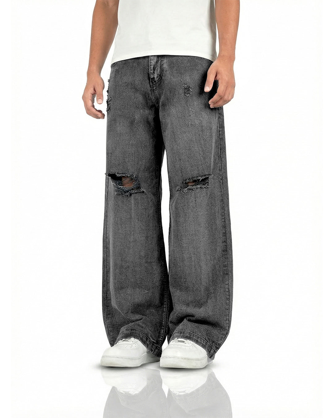 Black Rugged Baggy Jeans