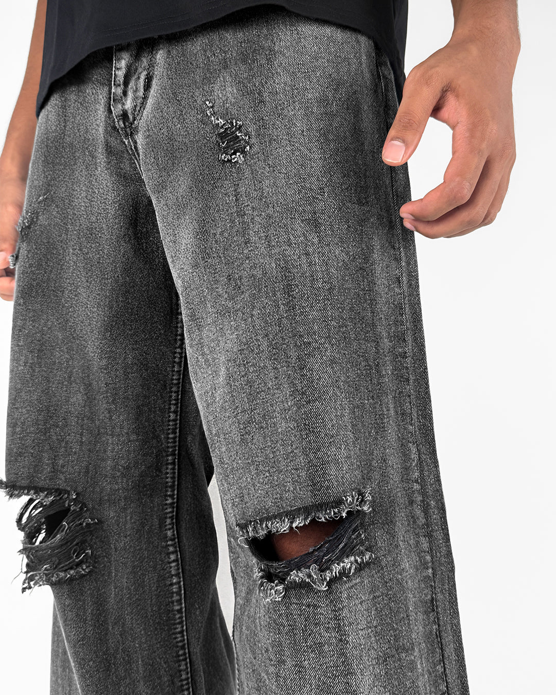 Black Rugged Baggy Jeans