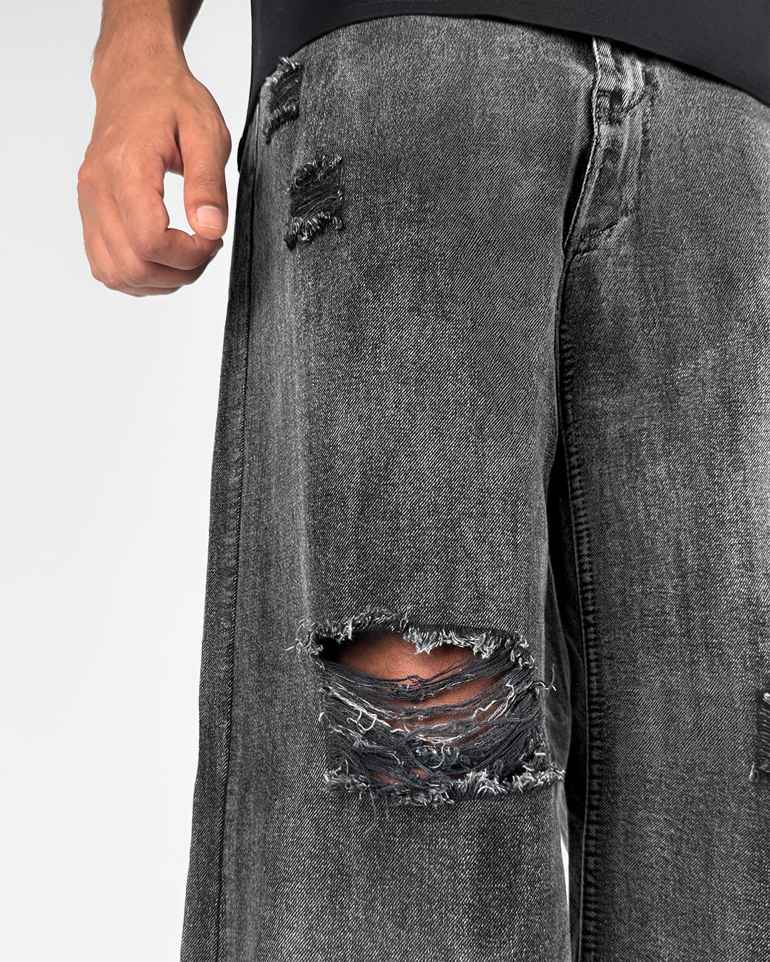 Black Rugged Baggy Jeans