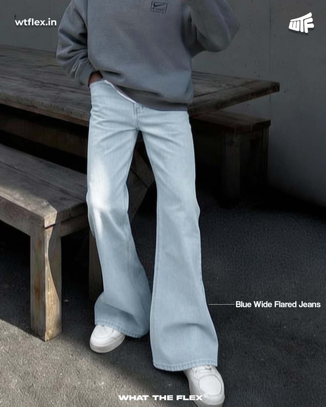 Blue Wide Flared Jeans