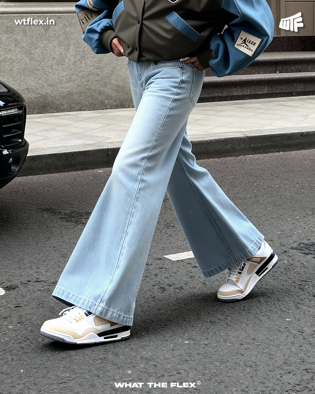Blue Wide Flared Jeans