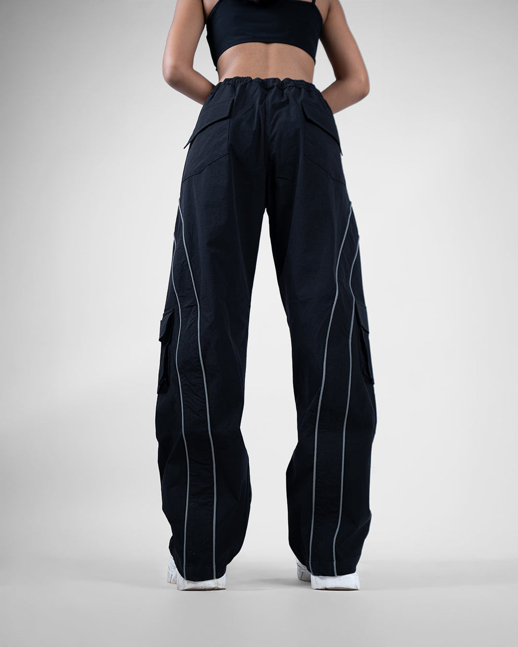 Black Edgy Parachute Pants