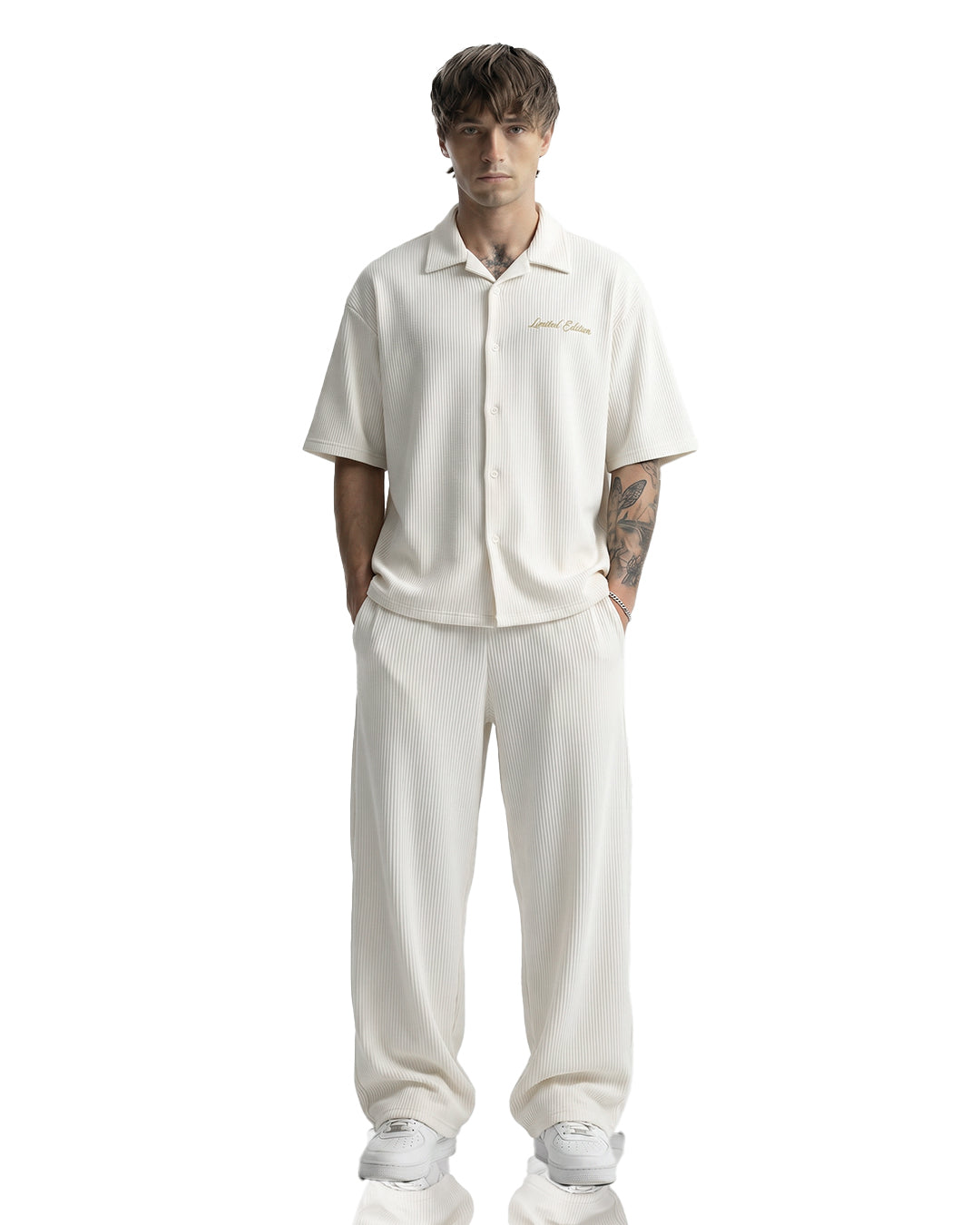 Cream Ribbed Co-ord Set