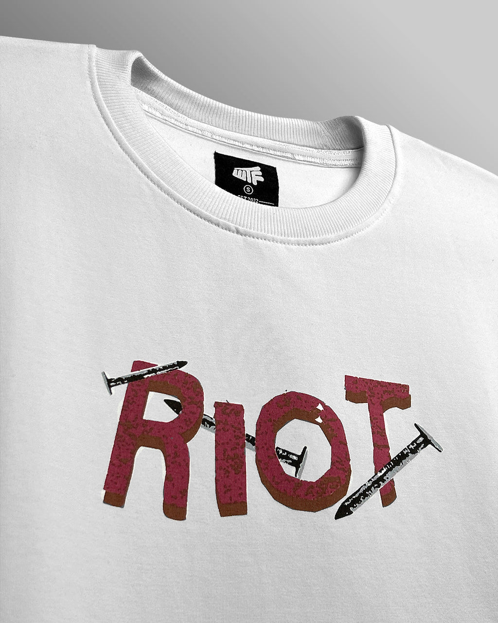 Riot Off White Boxy-Fit White T-shirt