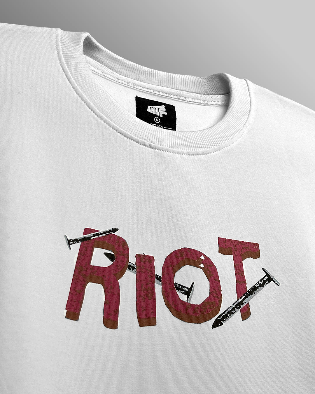 Riot Off White Boxy-Fit White T-shirt