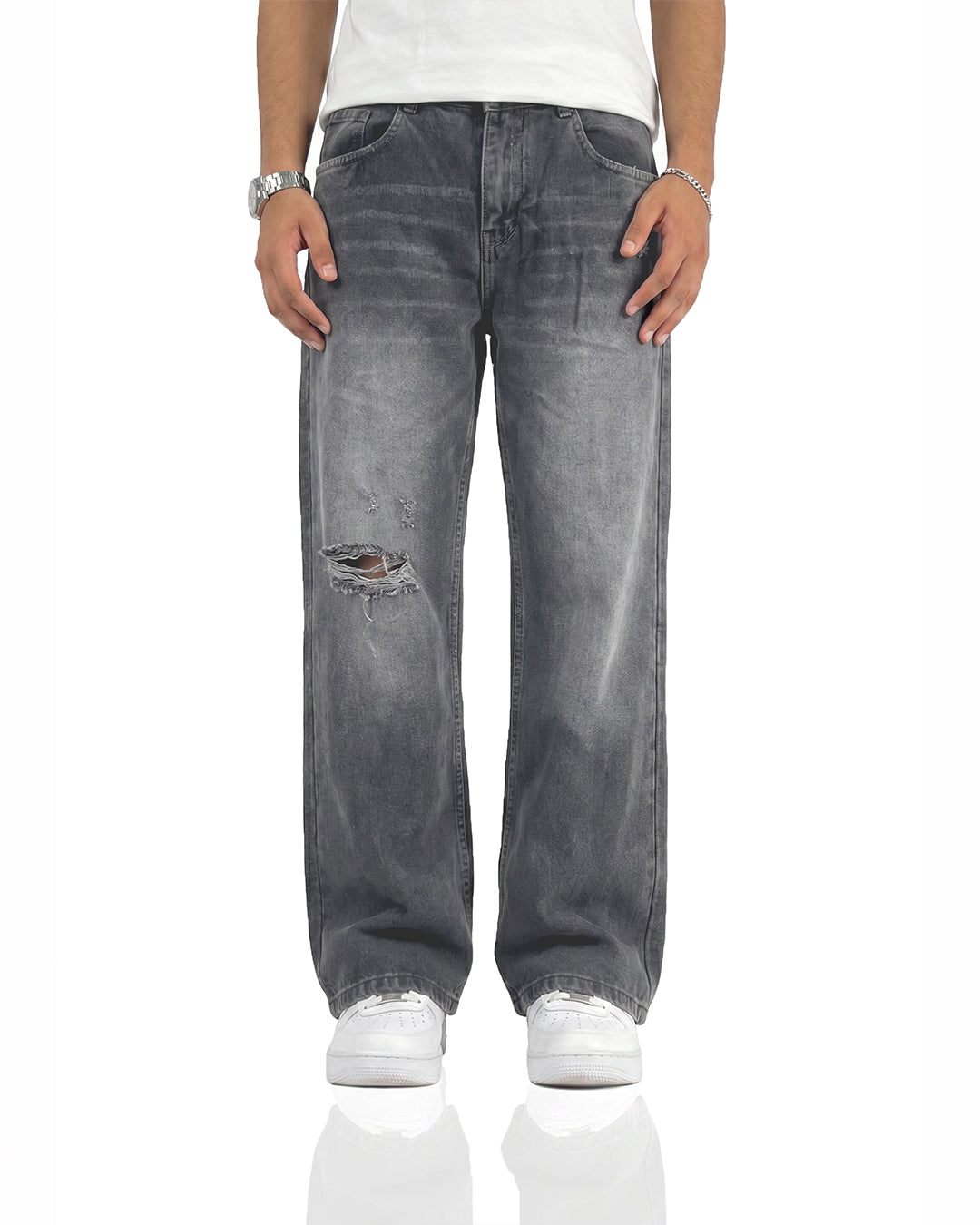 Ghost Grey Straight Cut Jeans