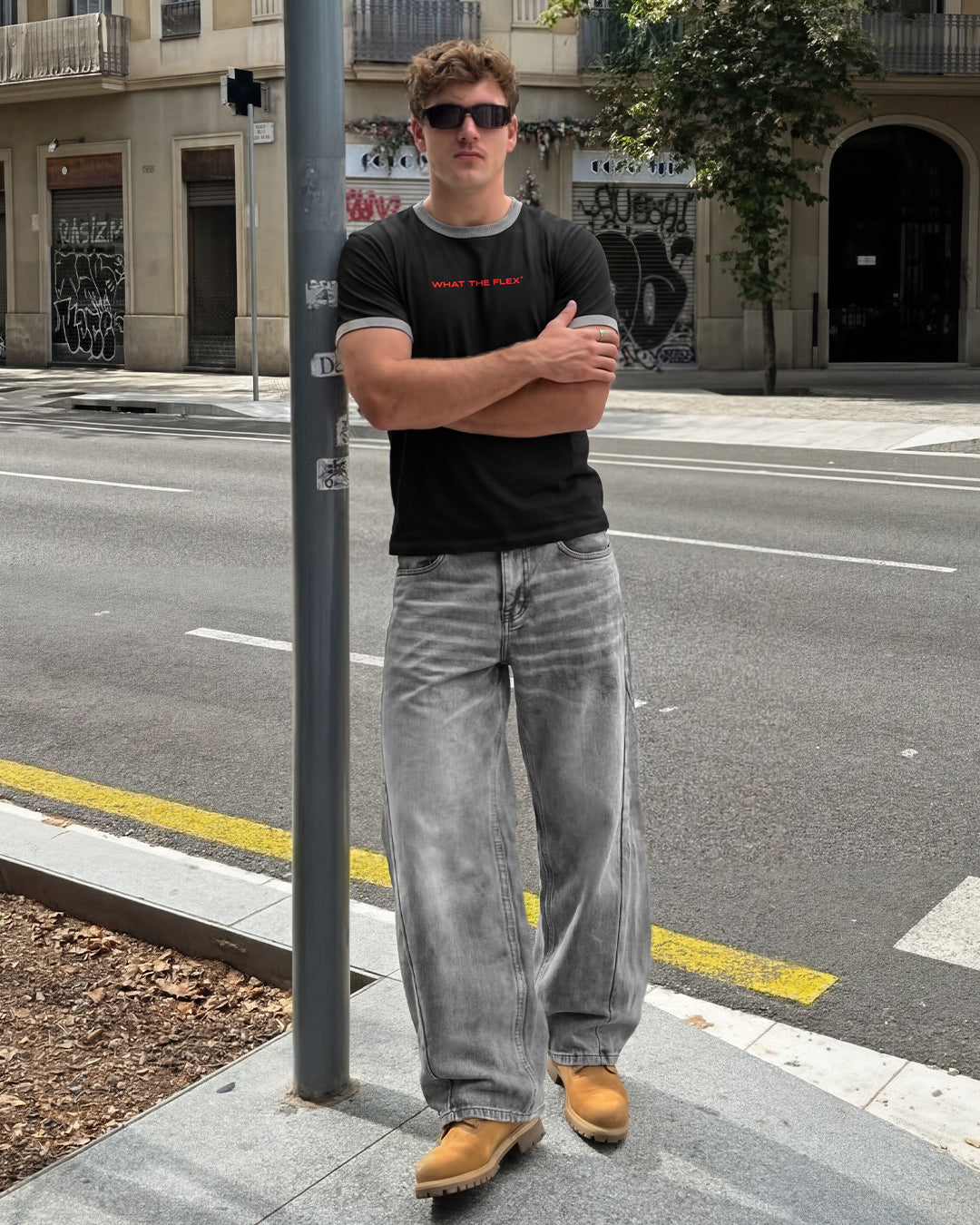 Panel Grey Baggy Jeans