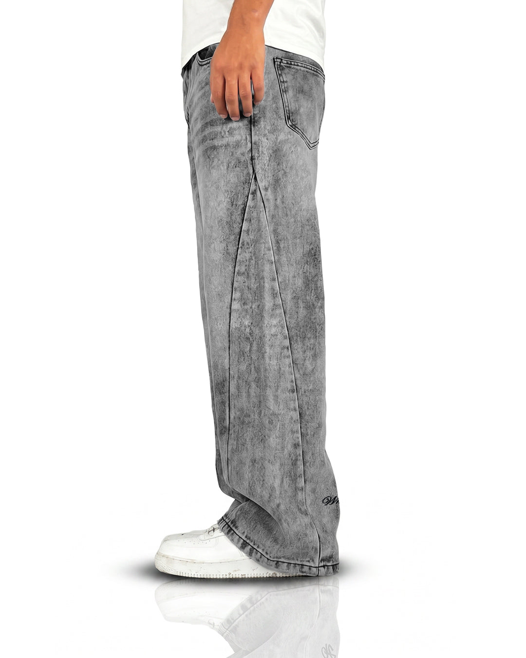 Panel Grey Baggy Jeans
