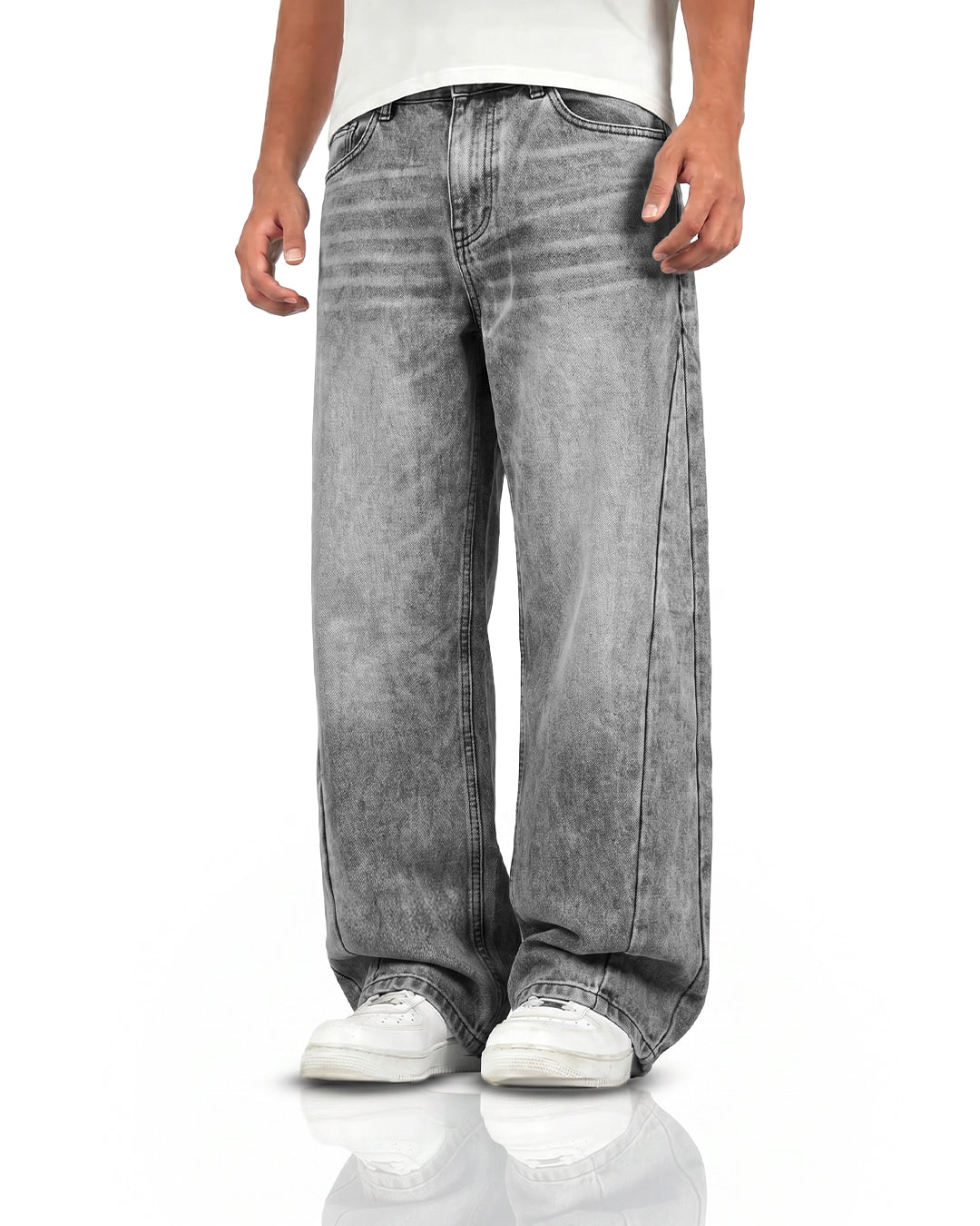 Panel Grey Baggy Jeans