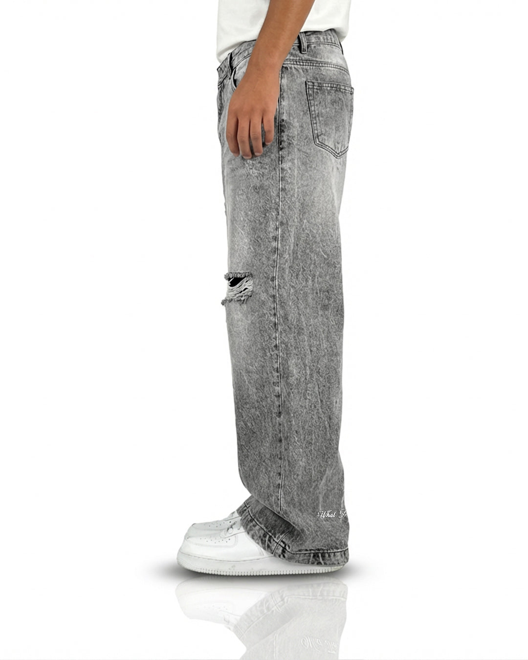 Grey Rugged Baggy Jeans