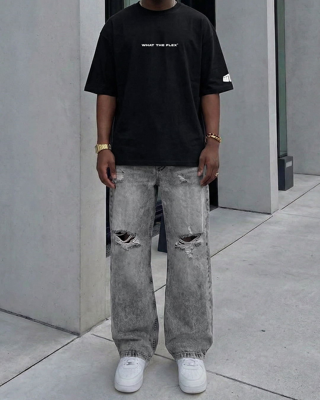 Grey Rugged Baggy Jeans
