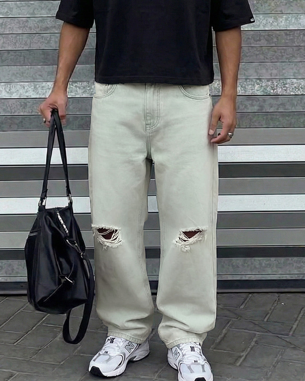Ice Blue Rugged Baggy Jeans