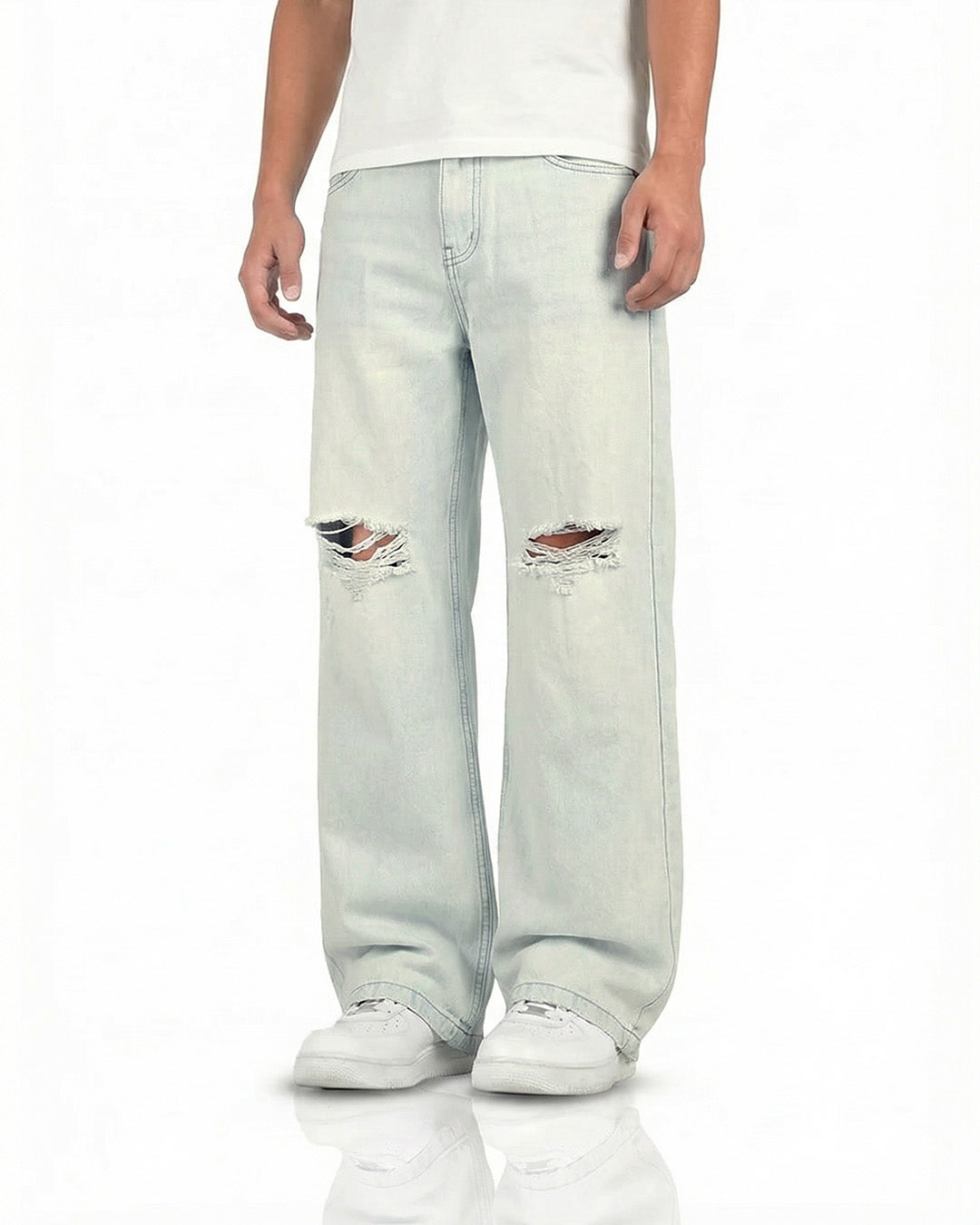 Ice Blue Rugged Baggy Jeans