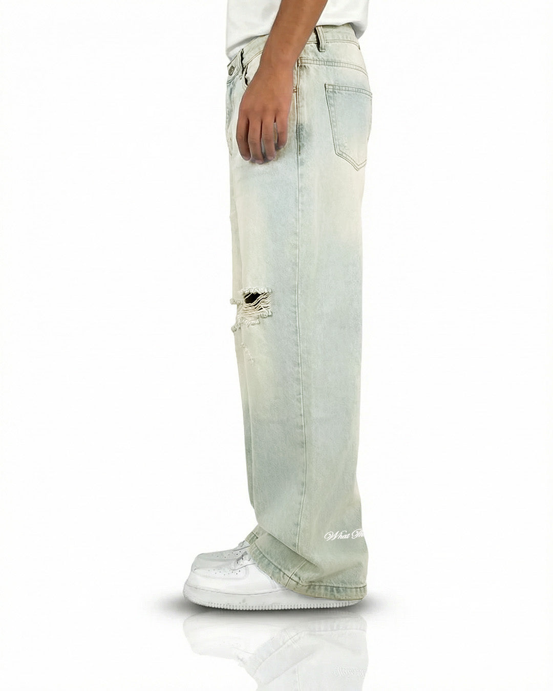 Ice Blue Rugged Baggy Jeans