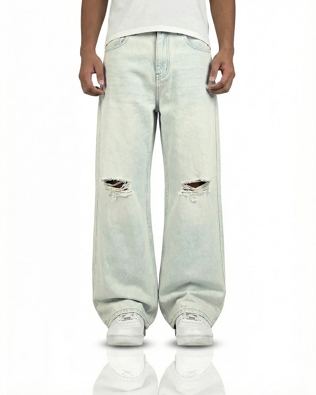 Ice Blue Rugged Baggy Jeans