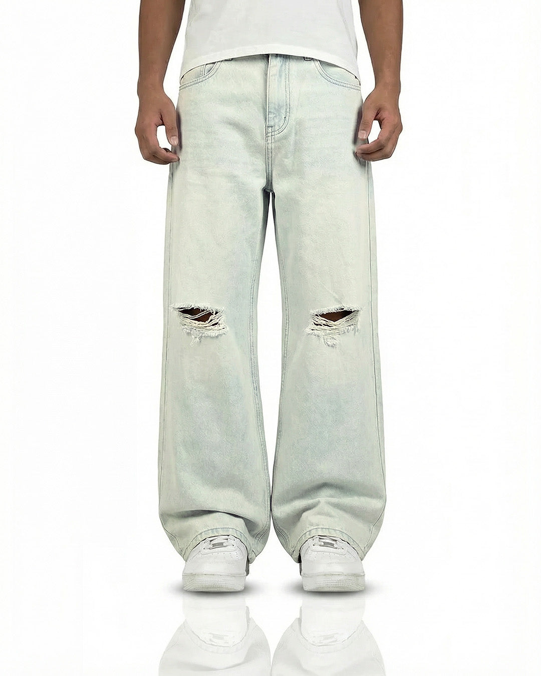 Ice Blue Rugged Baggy Jeans