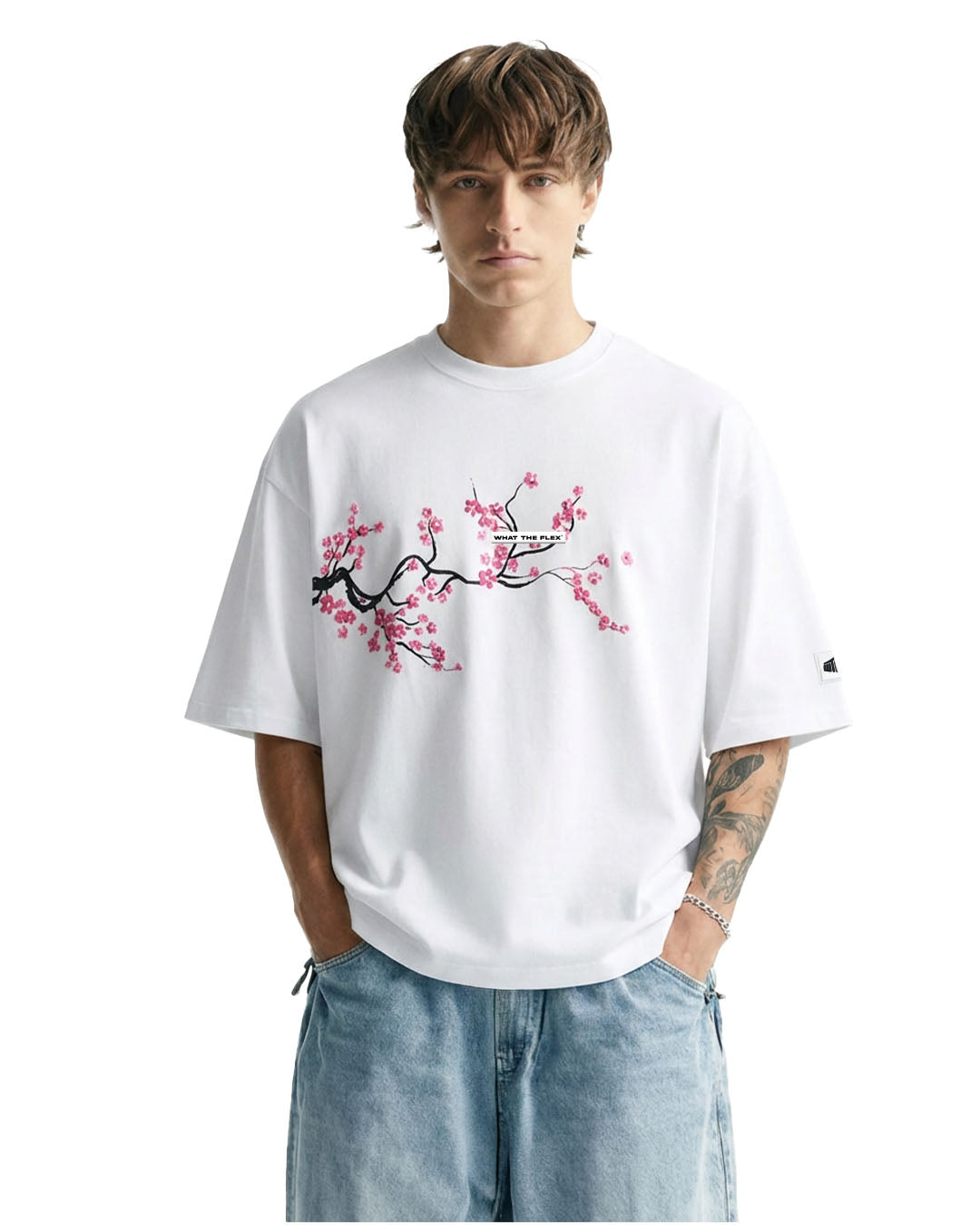 Lost Bloom Boxy-Fit White T-shirt