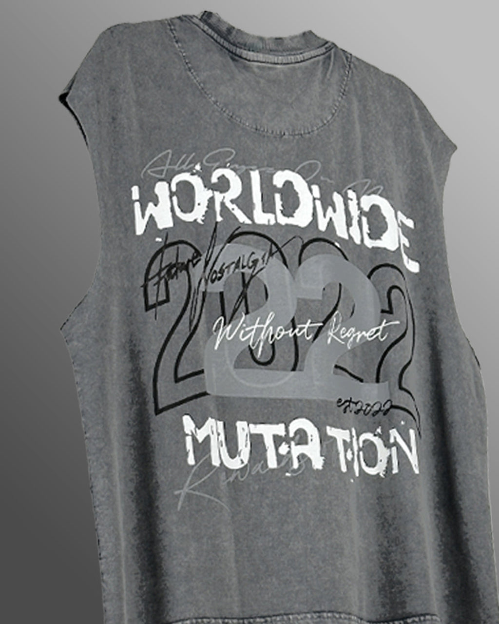 Mutation Grey Acid Wash Boxy Vest