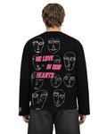 No Heart Club Full Sleeve Boxy-Fit Black T-shirt