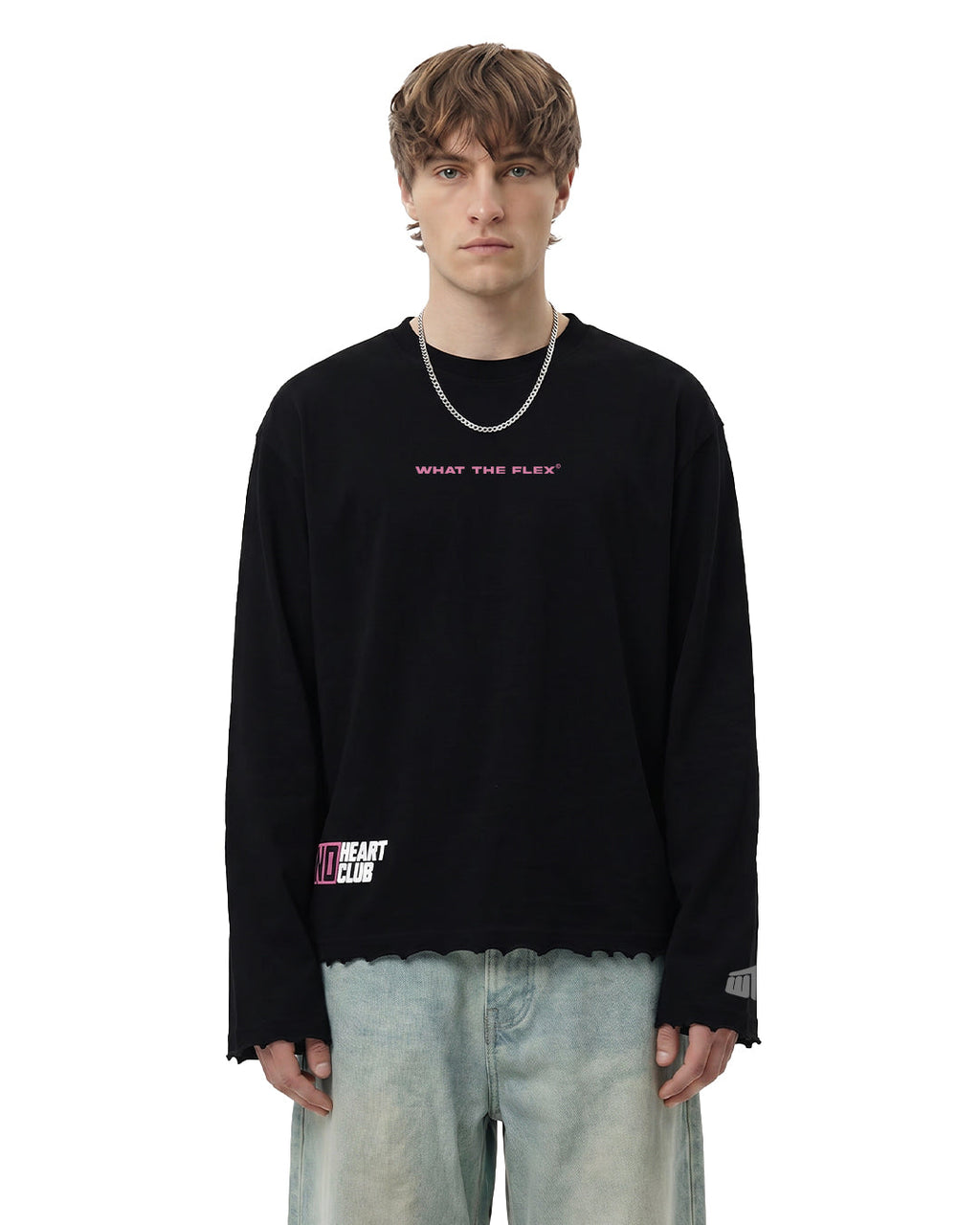 No Heart Club Full Sleeve Boxy-Fit Black T-shirt
