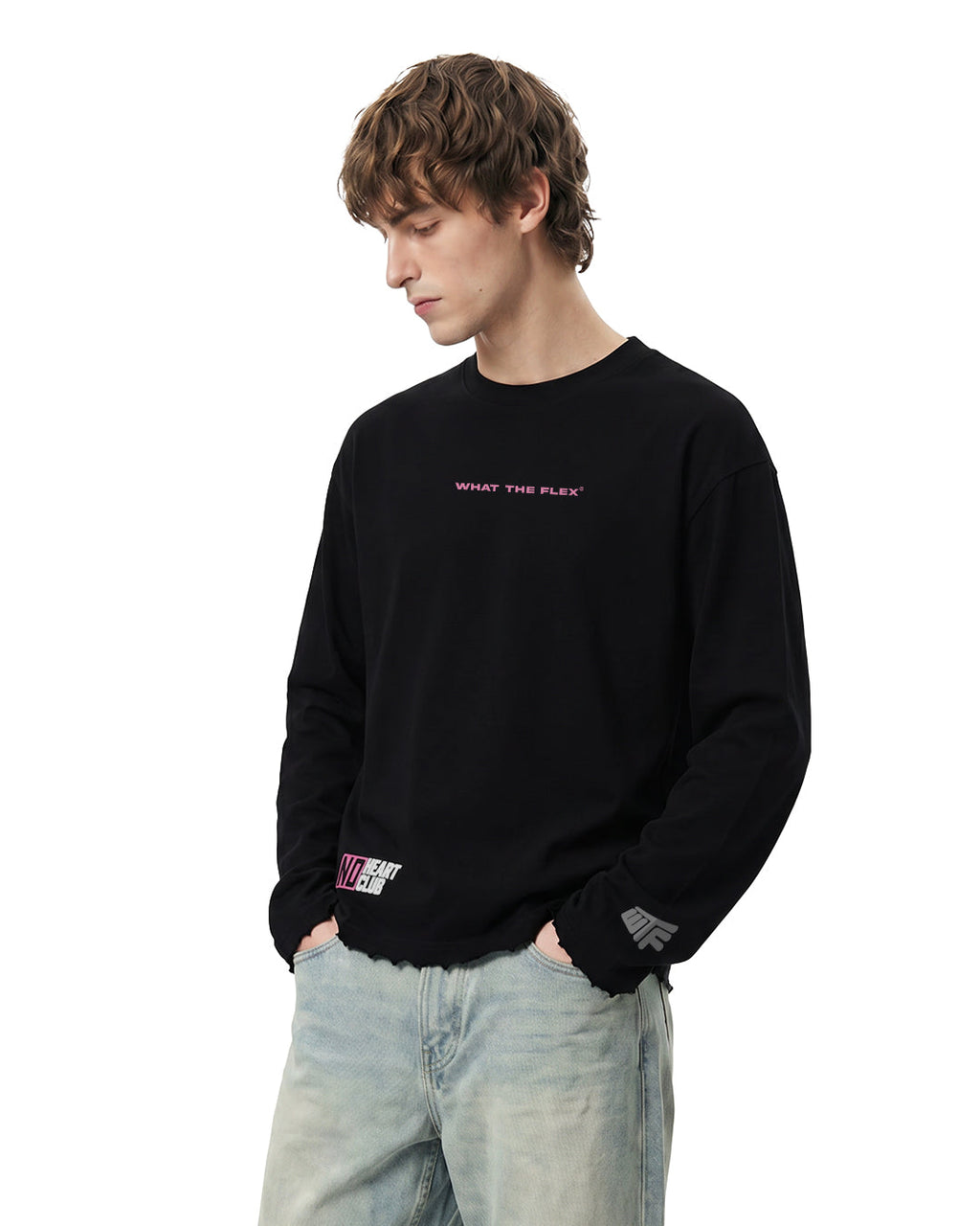 No Heart Club Full Sleeve Boxy-Fit Black T-shirt