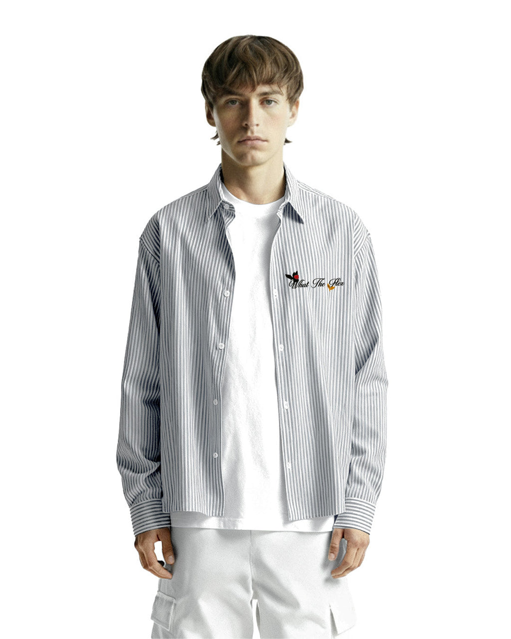 Not Just A Dream Grey Full Sleeves Striped Shirt