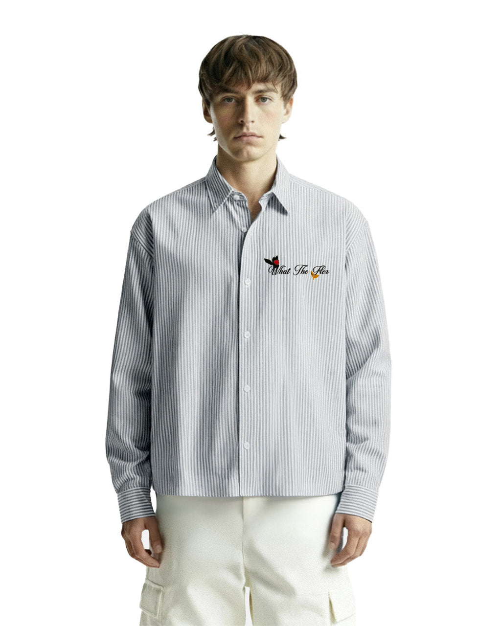 Not Just A Dream Grey Full Sleeves Striped Shirt