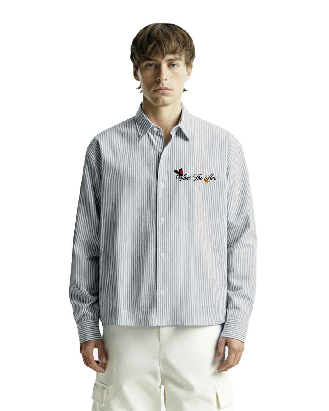 Not Just A Dream Grey Full Sleeves Striped Shirt