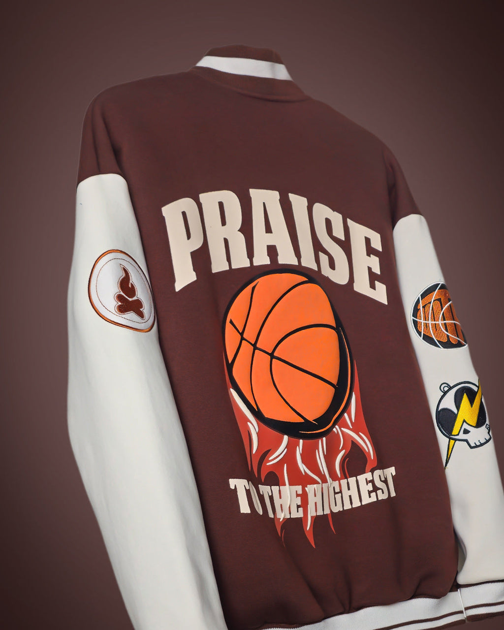 Praise To The Highest Brown Varsity Jacket