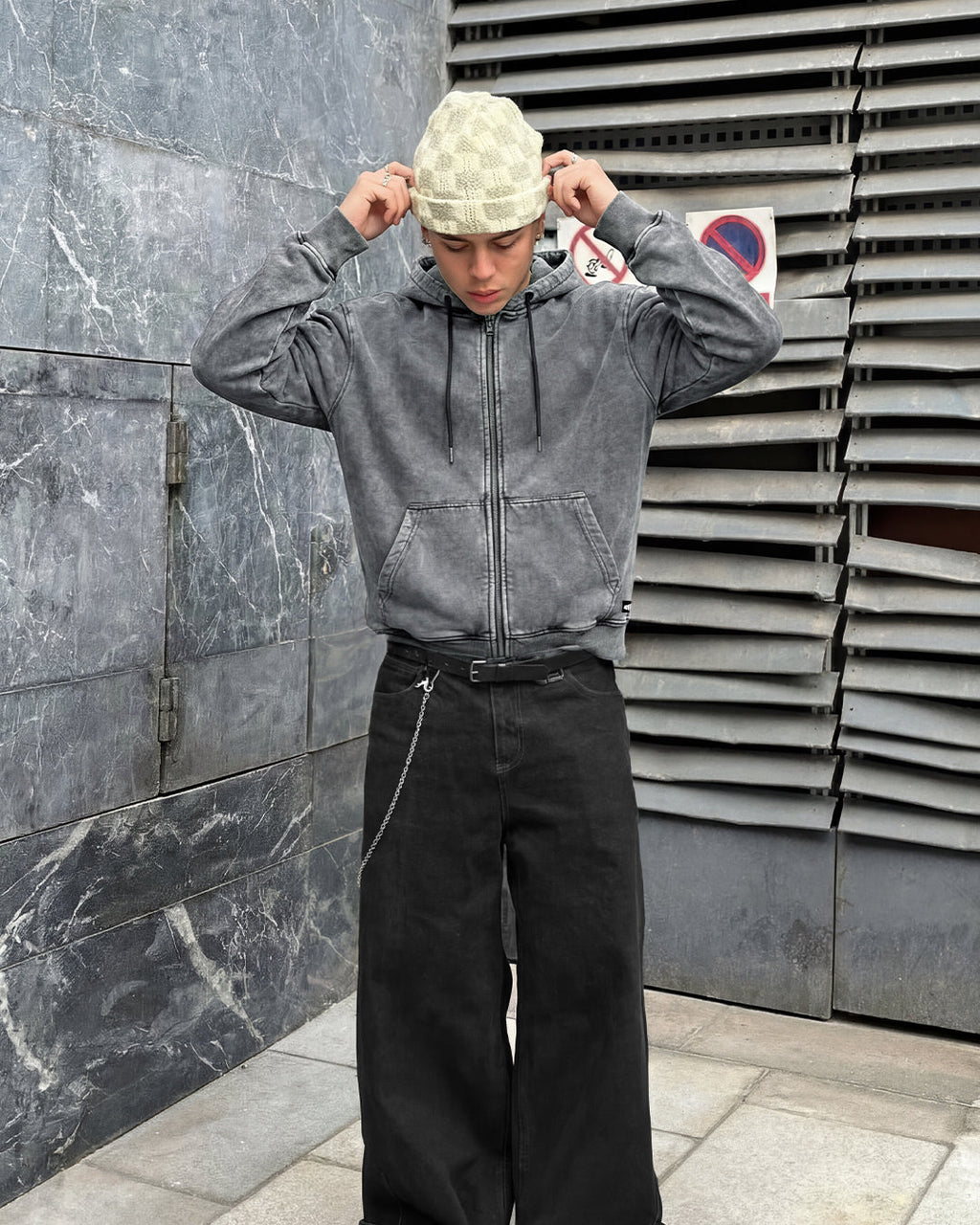 Smoke Grey Zipper Hoodie