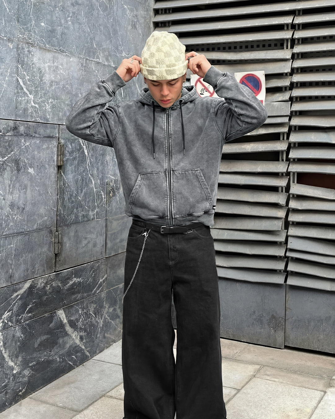 Smoke Grey Zipper Hoodie