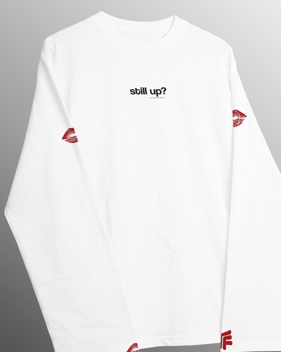 Still Up Full Sleeves Boxy-Fit White T-shirt