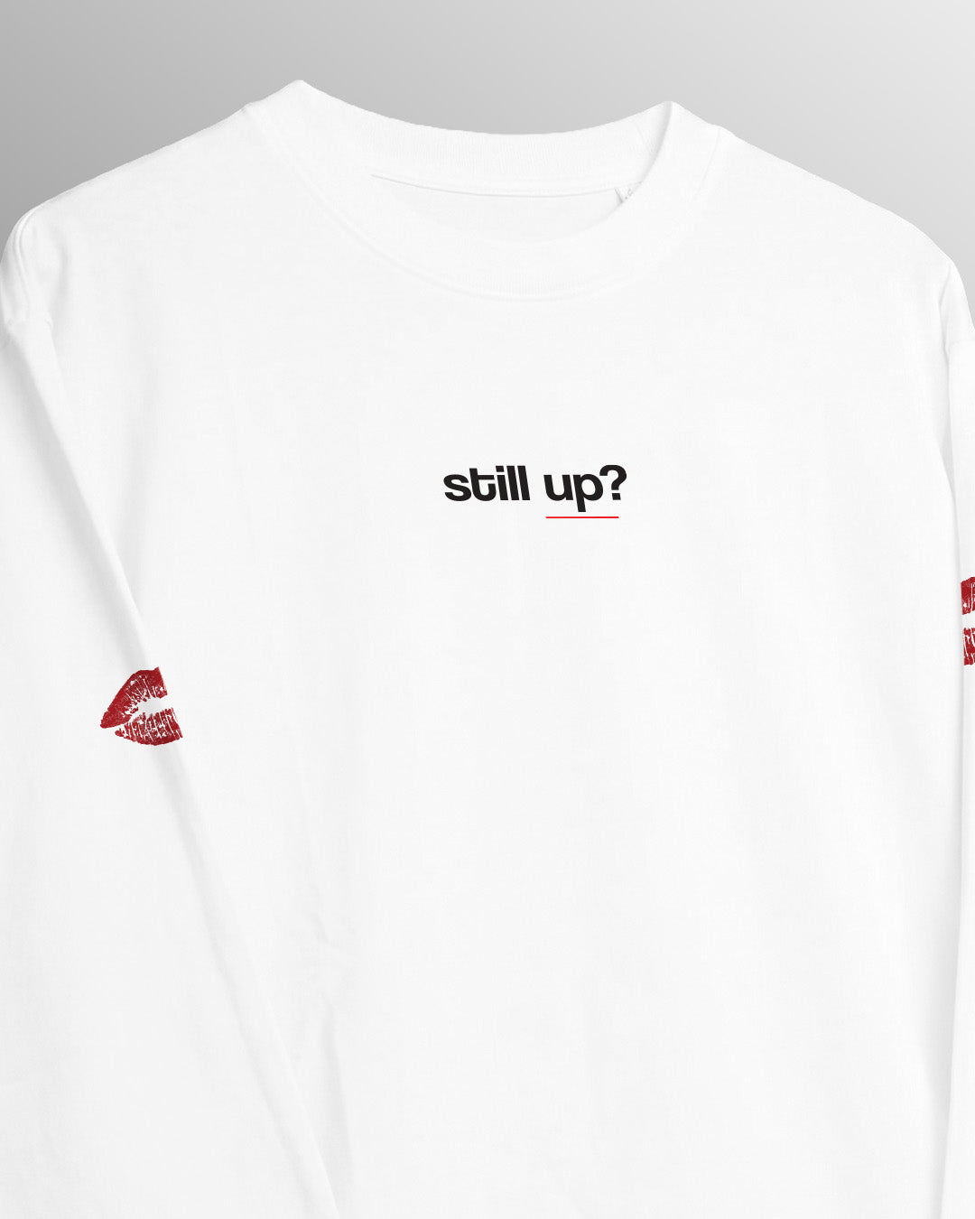 Still Up Full Sleeves Boxy-Fit White T-shirt