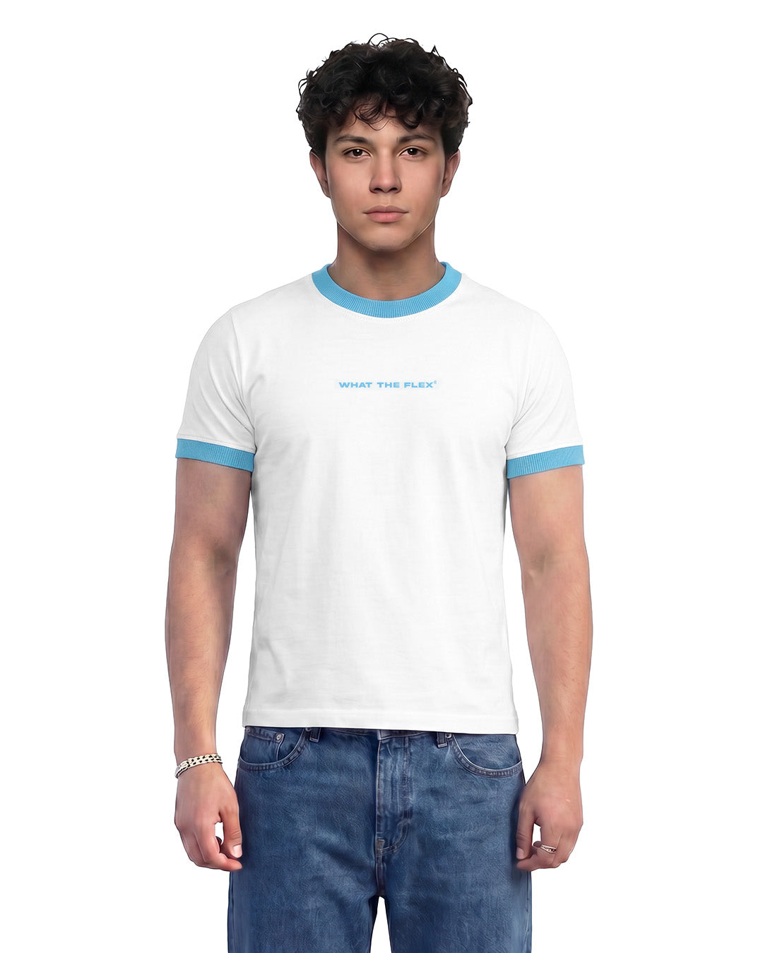 Text Me Slim Fit Ringer White T-shirt