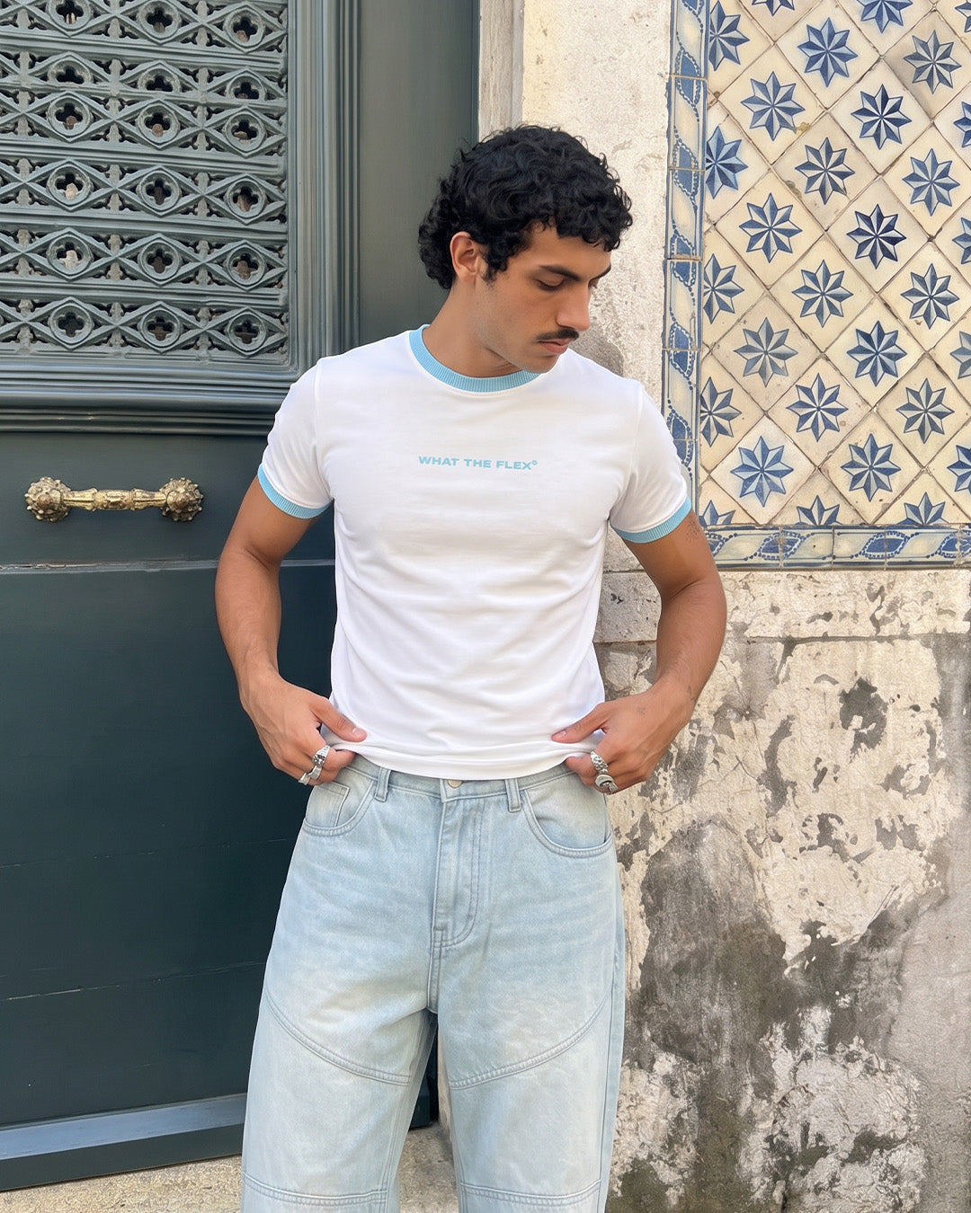 Text Me Slim Fit Ringer White T-shirt