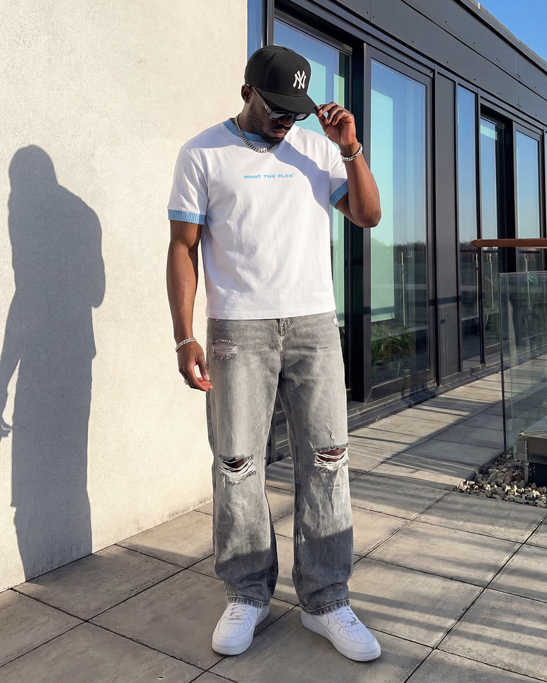 Text Me Slim Fit Ringer White T-shirt