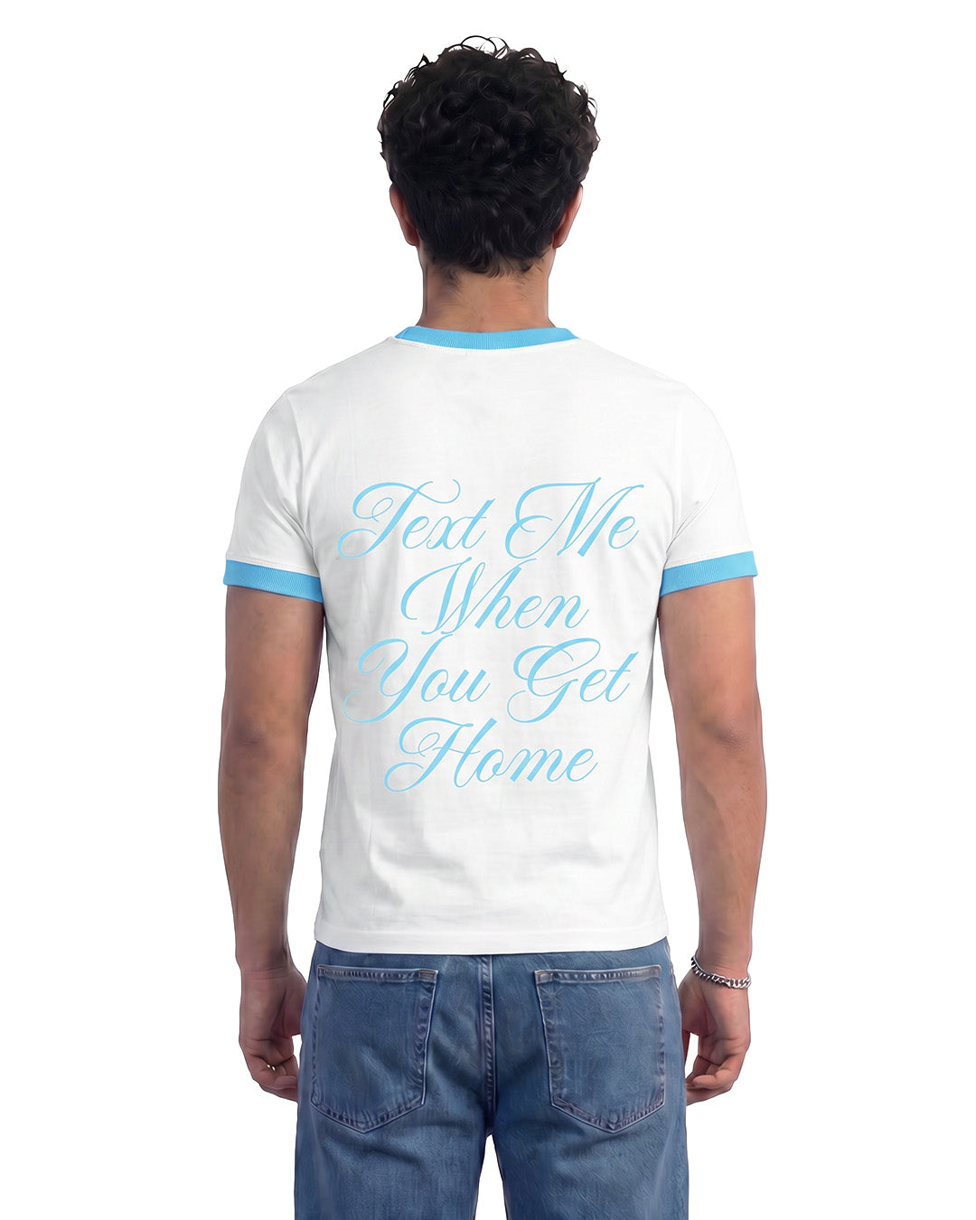 Text Me Slim Fit Ringer White T-shirt