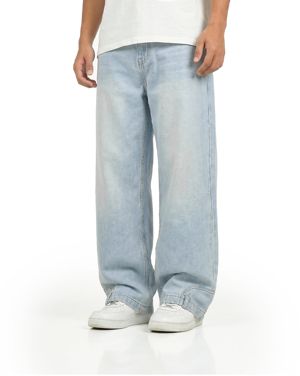 Upside Down Frost Blue Baggy Jeans