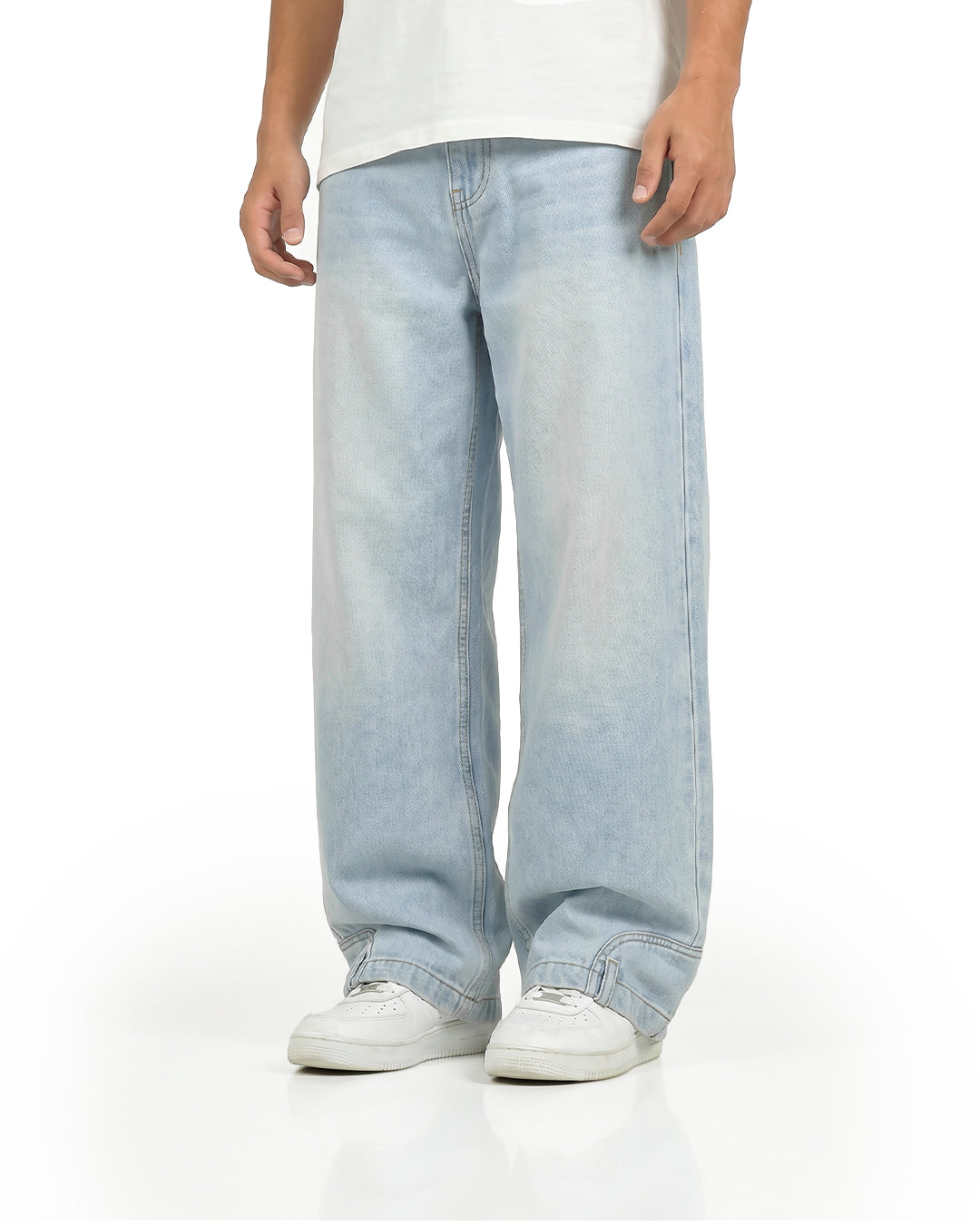 Upside Down Frost Blue Baggy Jeans